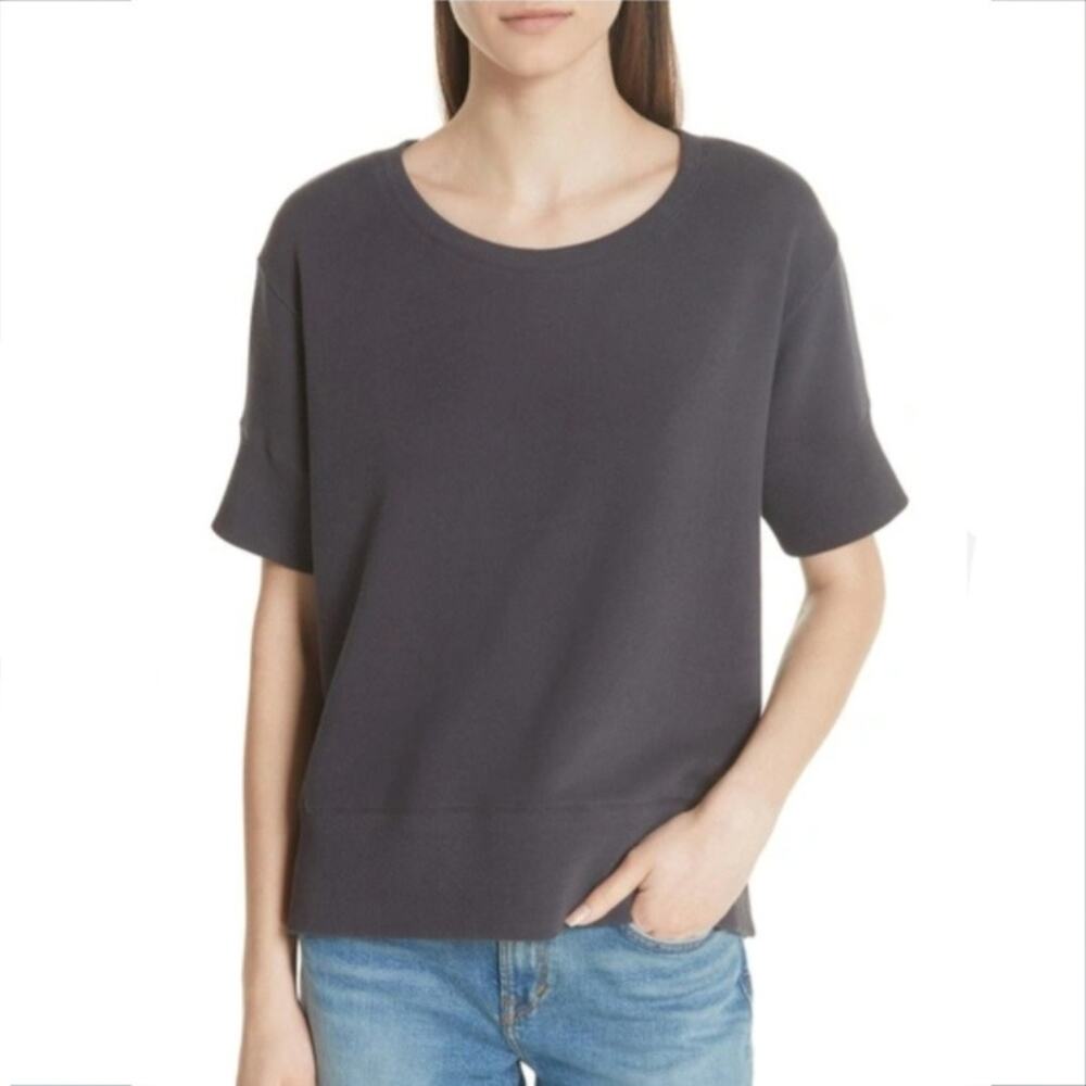 Women Vince Gray Short Sleeve Sweatshirt XS Minimalist Grunge Modern Preppy